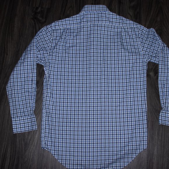 Lorenzo Uomo Men's Dress Shirt White Blue Plaid L - Picture 6 of 11